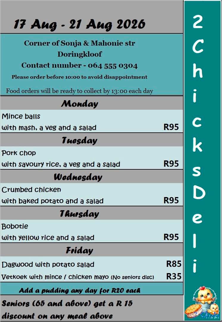 Menu 17 Aug